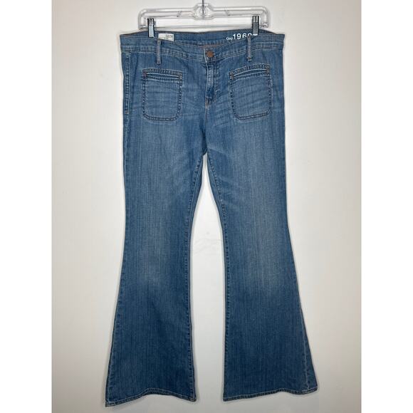 2010s GAP 1969 Hermosa Flare Jeans Size 32/14 Medium Wash - Picture 7 of 14